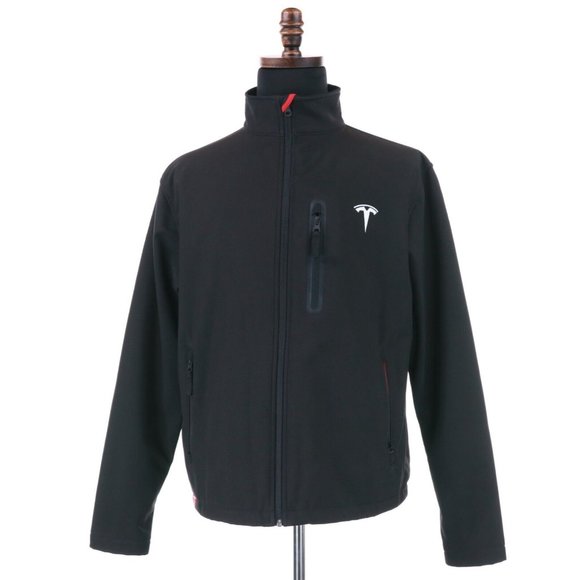 Tesla Full Zip Jacket Men's Medium Black Softshell Service Fleece lined - Picture 1 of 13